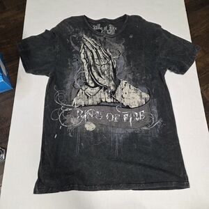 Ring of Fire Charcoal Graphic Tee Vintage Y2k Affliction Buckle Mens